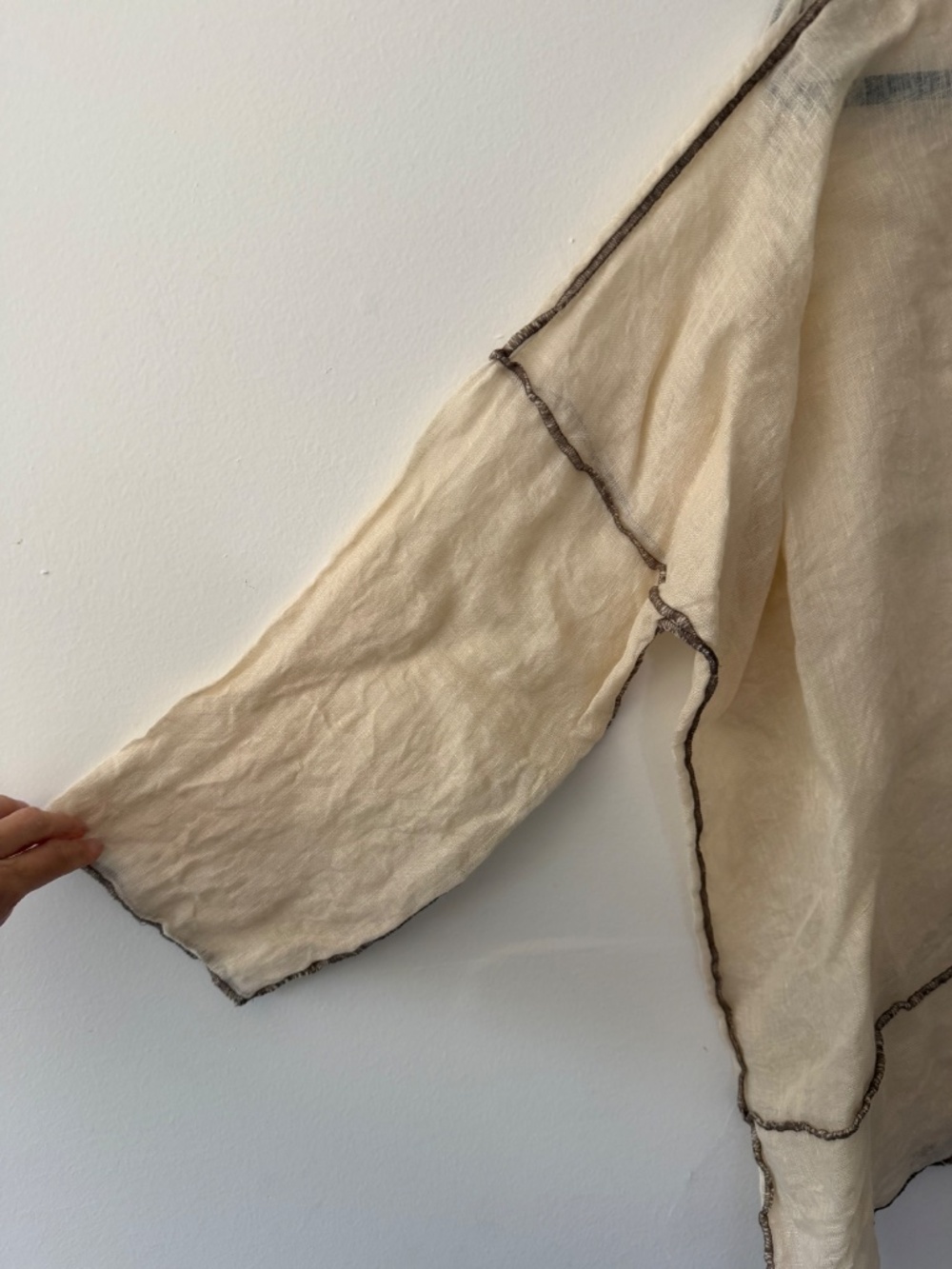 Bodil Sheer Linen Gauzy Oversized Lagenlook Blouse Top Natural Art to Wear MED - Picture 3 of 7